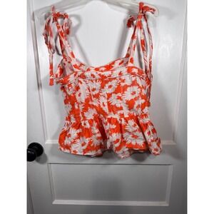 Olivaceous Orange floral corset peplum top Size Medium